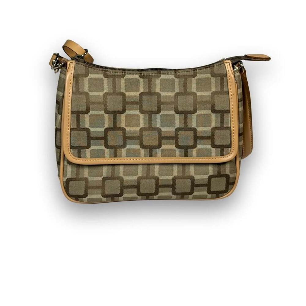 Vintage Nine West Y2K Geometric Jacquard Canvas Shoulder Bag